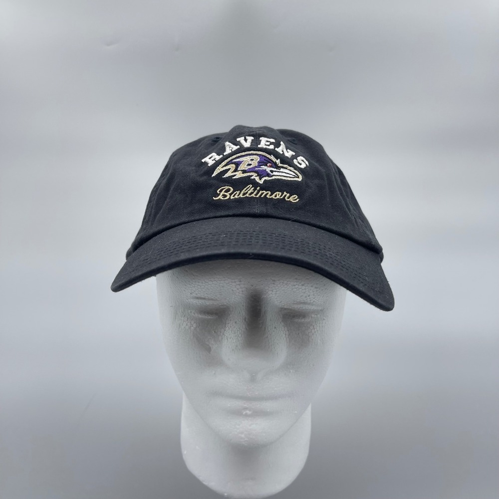 NFL Baltimore Ravens OSFA Black Adjustable Strapback Embroidered Dad Hat Cap